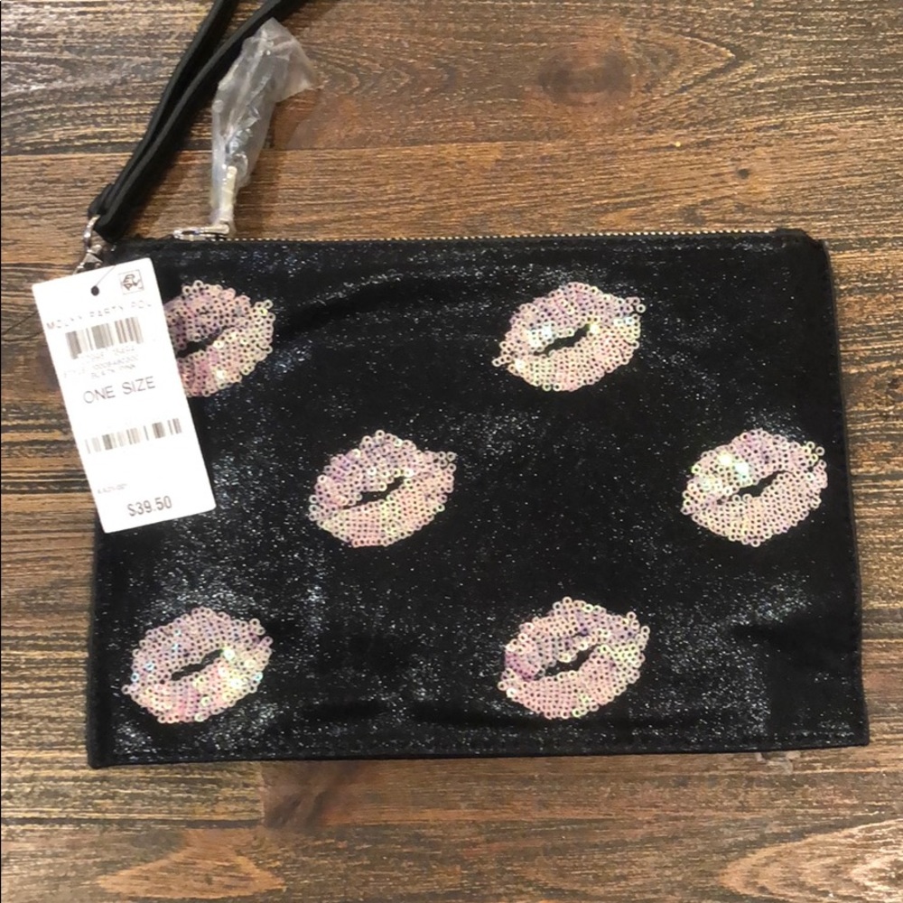 INC Molyy Party Pouch Black Pink One Size NWT